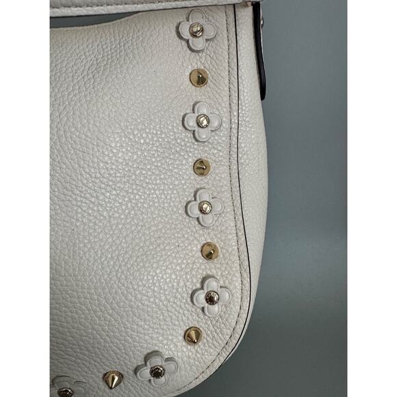 Coach Chelsea Shoulder Bag Studded with Floral Rivets Chalk White Leather Daisy - Picture 5 of 13